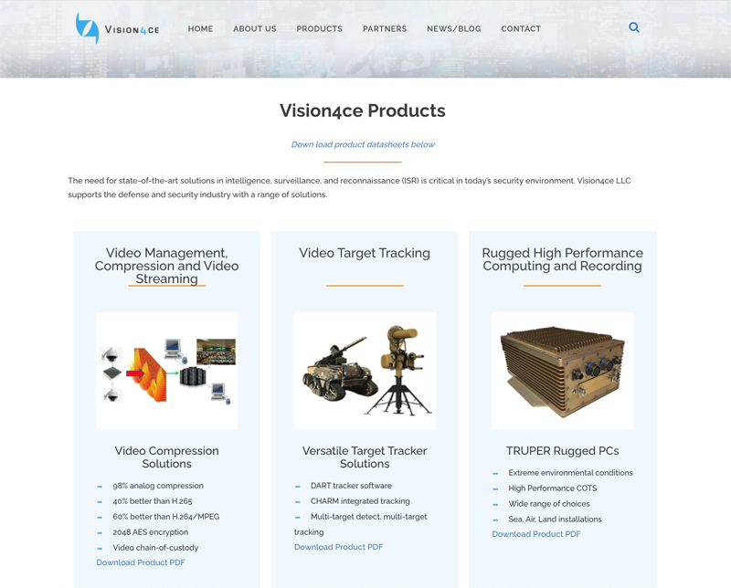 Vision4ce produce page of website